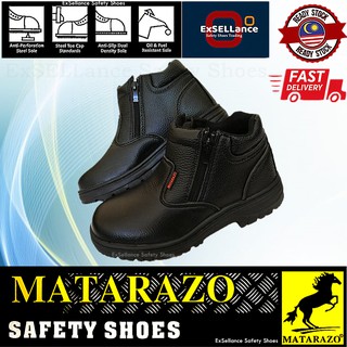 Mens Boots Safety Shoes Mid Cut Zip On Steel Toe Cap Steel Mid Sole Industry Footwear Formal Footwear