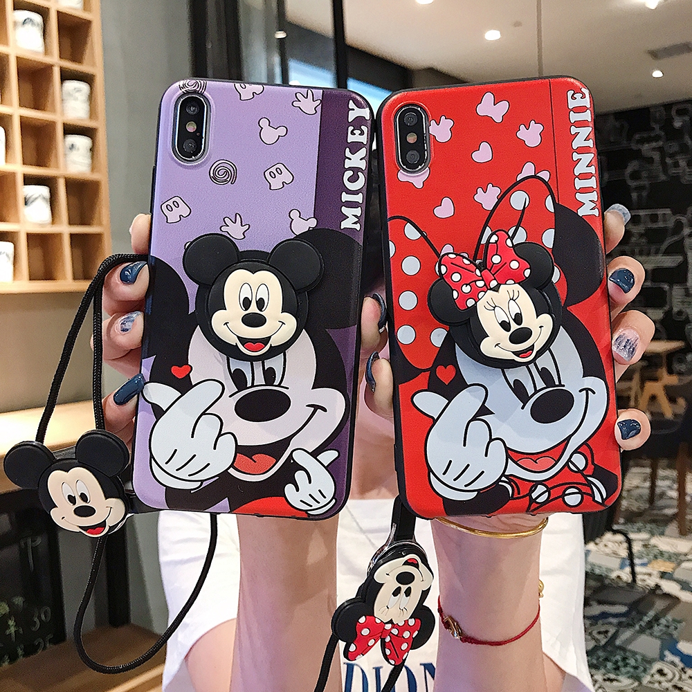 Mickey Minnie Mouse Toy Casing Vivo V15 Y11 Y12 Y15 Y17 Y3 Y19 Y5S U3 Y66  Y65 V5 Lite Cute Cartoon Winnie Pooh Cat Stitch Soft TPU Silicone Stand  Holder Case Wristband
