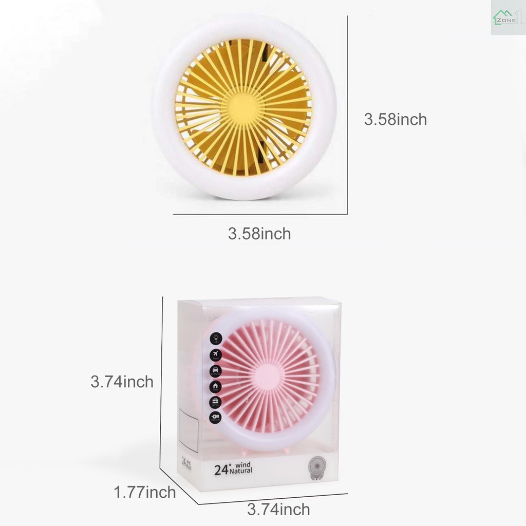 Chihen Small Fan USB Mini Portable Silent 3 Speed 120 /° Rotating Office Home Desk Fan Big Wind White Blue Pink Color : Yellow+Blue