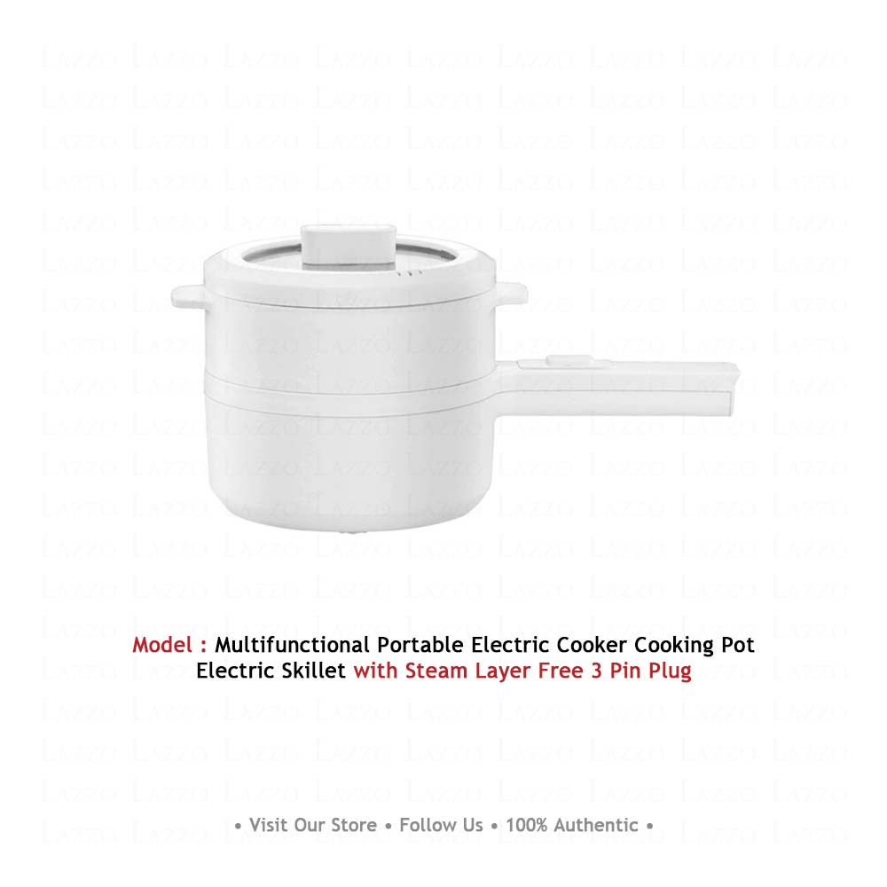 (Ready Stock) Multifunctional Portable Electric Cooker Cooking Pot Electric Skillet with Steam Layer Free 3 Pin Plug