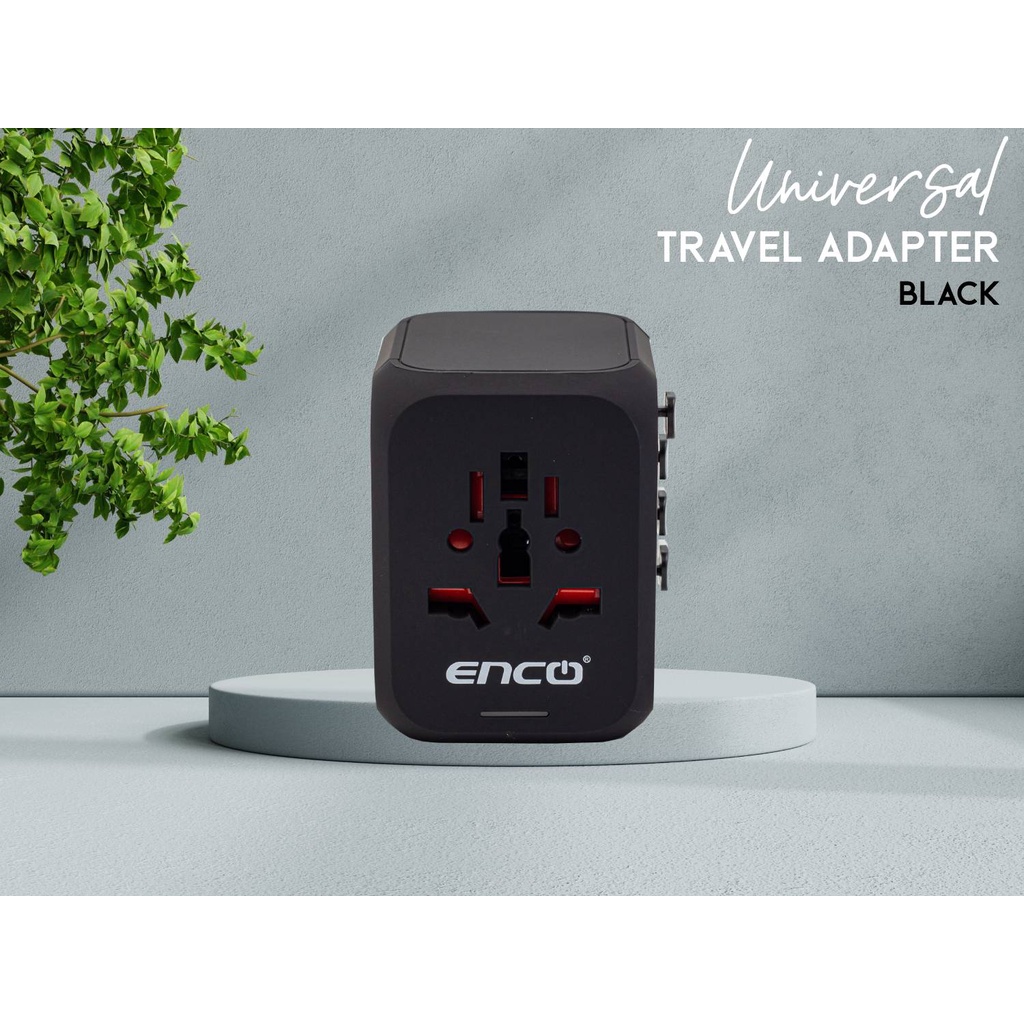 ENCO 309T 3 USB + Type C Universal Travel Adapter (Black) Shopee Malaysia