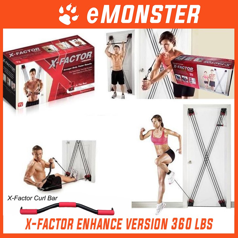 Weider X Factor Total Body Training System Door Home Gym 210lbs Curl Bar Dvd