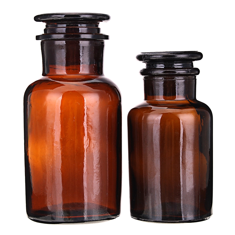 Amber Glass Wide Mouth Bottle Chemical Reagent Storage Bottles Lab