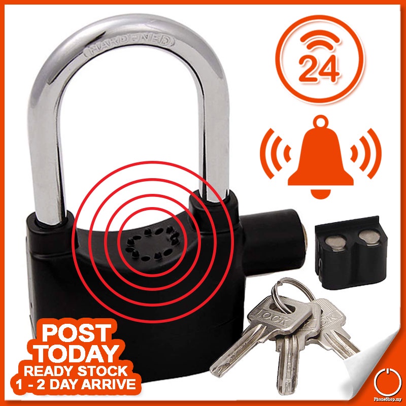 Anti-Theft Security Alarm Lock System Waterproof Siren Motorcycle Bike Bicycle Alarm Padlock Kunci Mangga