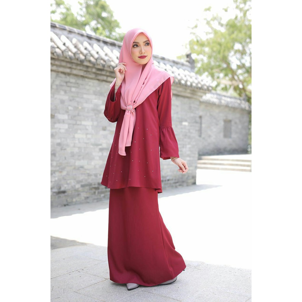 Baju Kurung Moden Basic Muslimah Khadeeja Plain Applescarf Shopee Malaysia 5408