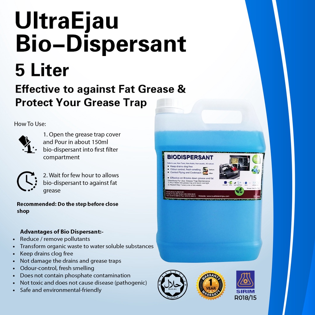 [READY STOCK] BIO DISPERSANT ENZYME (GREASE TRAP MAINTANANCE) 5L