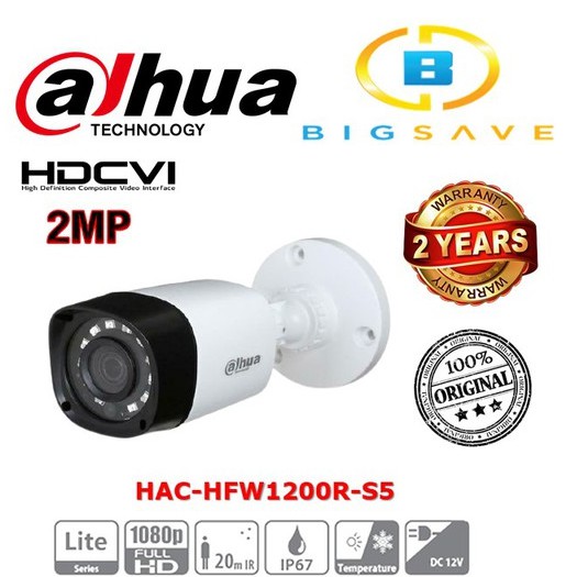 Dahua 2MP CCTV Bullet Security Camera 1080P HDCVI IR 20m IP67 3.6mm HAC-HFW1200R 