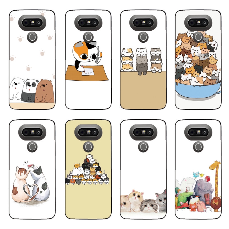 Cute Cat Cartoon Back Cover LG G7 G6 G5 G4 G3 G2 Soft TPU ...