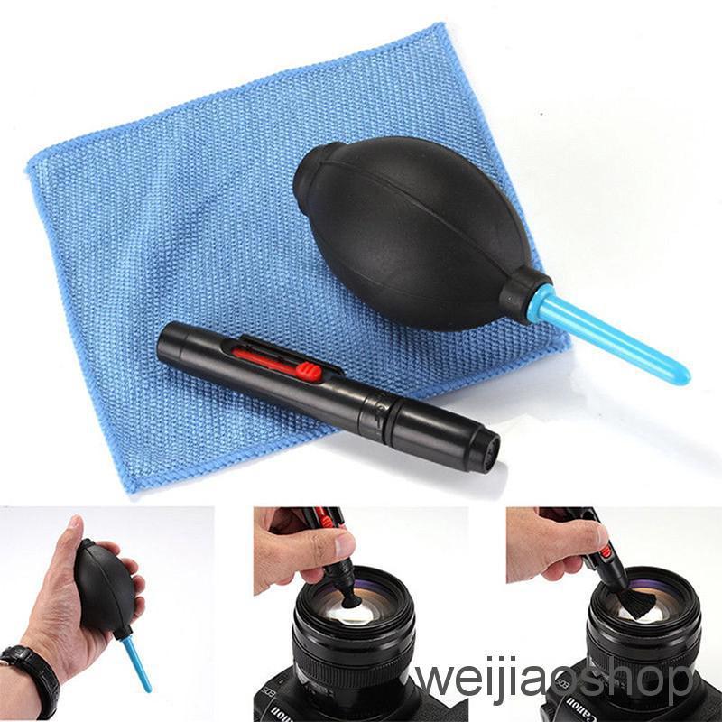 STOCK❤3 In 1 Lens Cleaning Cleaner Dust Pen Blower Cloth Kit For Camera