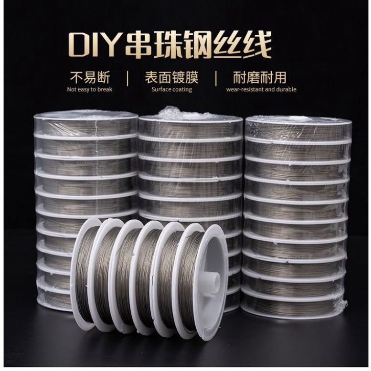 Tiger Tail Beading Wire Stainless Steel Core with Clear Nylon Coated( Wayar Lembut)Craft necklace/Bracelets/Tasbih/Keych