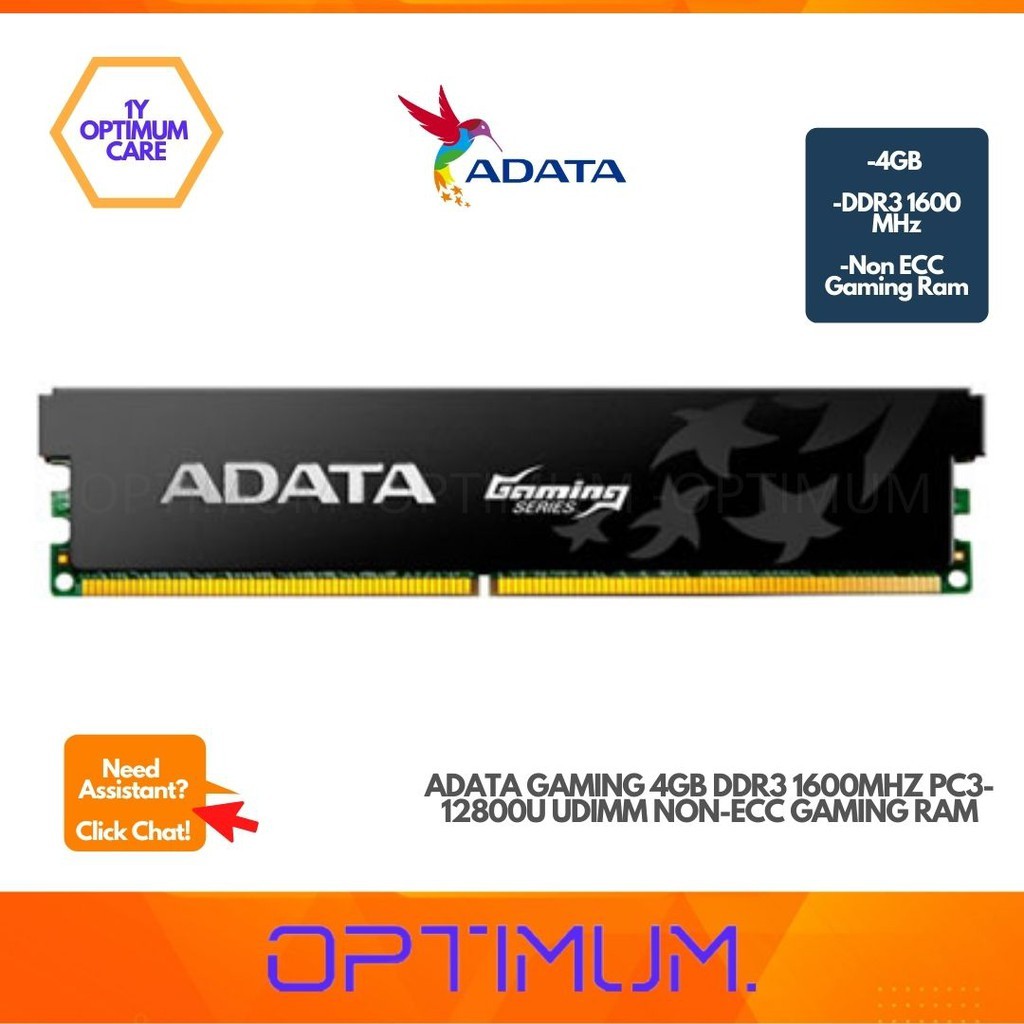 Adata Xpg 4gb Ddr3 1600mhz Udimm Non Ecc Gaming Desktop Ram Shopee Malaysia