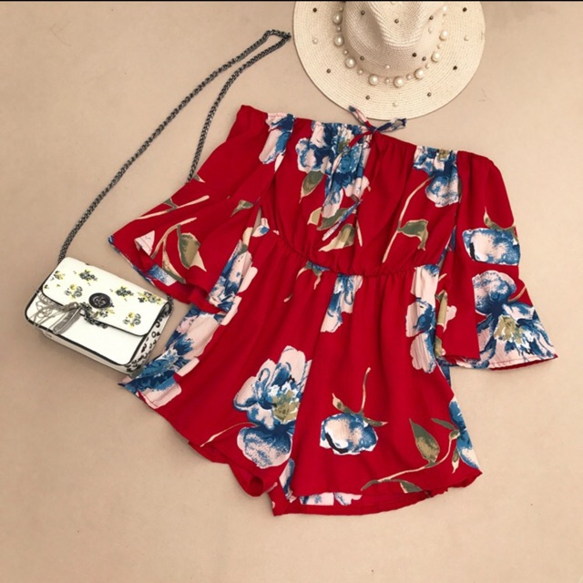Women Taylor Off Shoulder Floral Print Jumpsuit