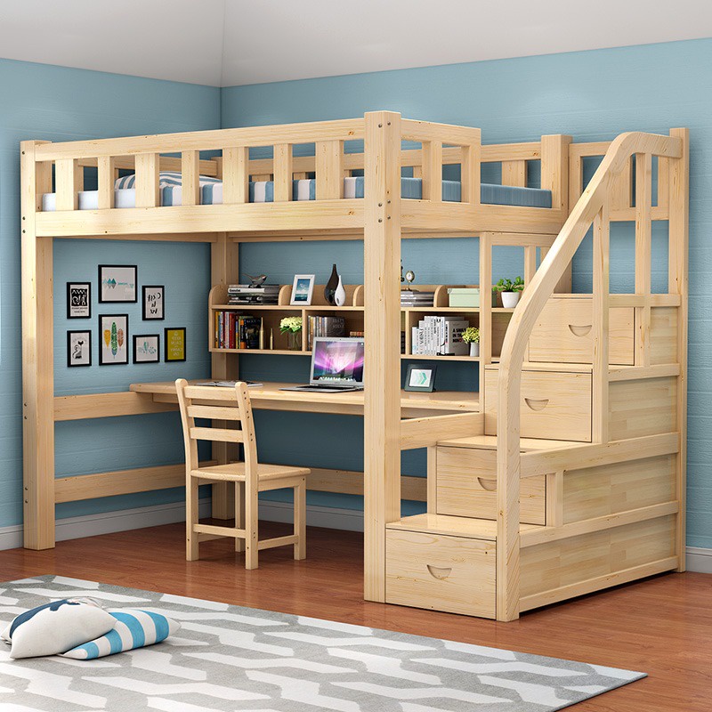 Kids Adult Bunk Bed Loft Bed Children Double Decker With Study Table