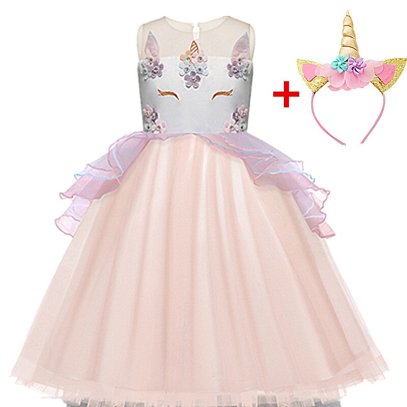 Girls Unicorn Dress Rainbow Princess Dress Kids Birthday Party Dress  Children Christmas Halloween Cosplay Costume With Headband | Shopee Malaysia