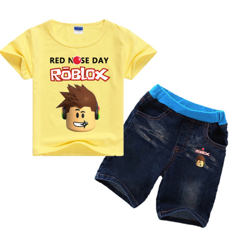 Roblox Cute Baby Clothing Kids Boys Girls Cotton Cartoon Short Sleeve T Shirt Shorts Set Shopee Malaysia - baju roblox free girl