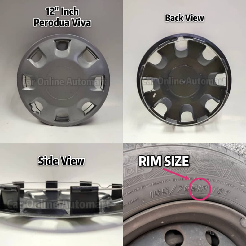 Perodua Kancil Viva Abs Wheel Cover Rim Center Hub Caps 12 4 Pcs Shopee Malaysia