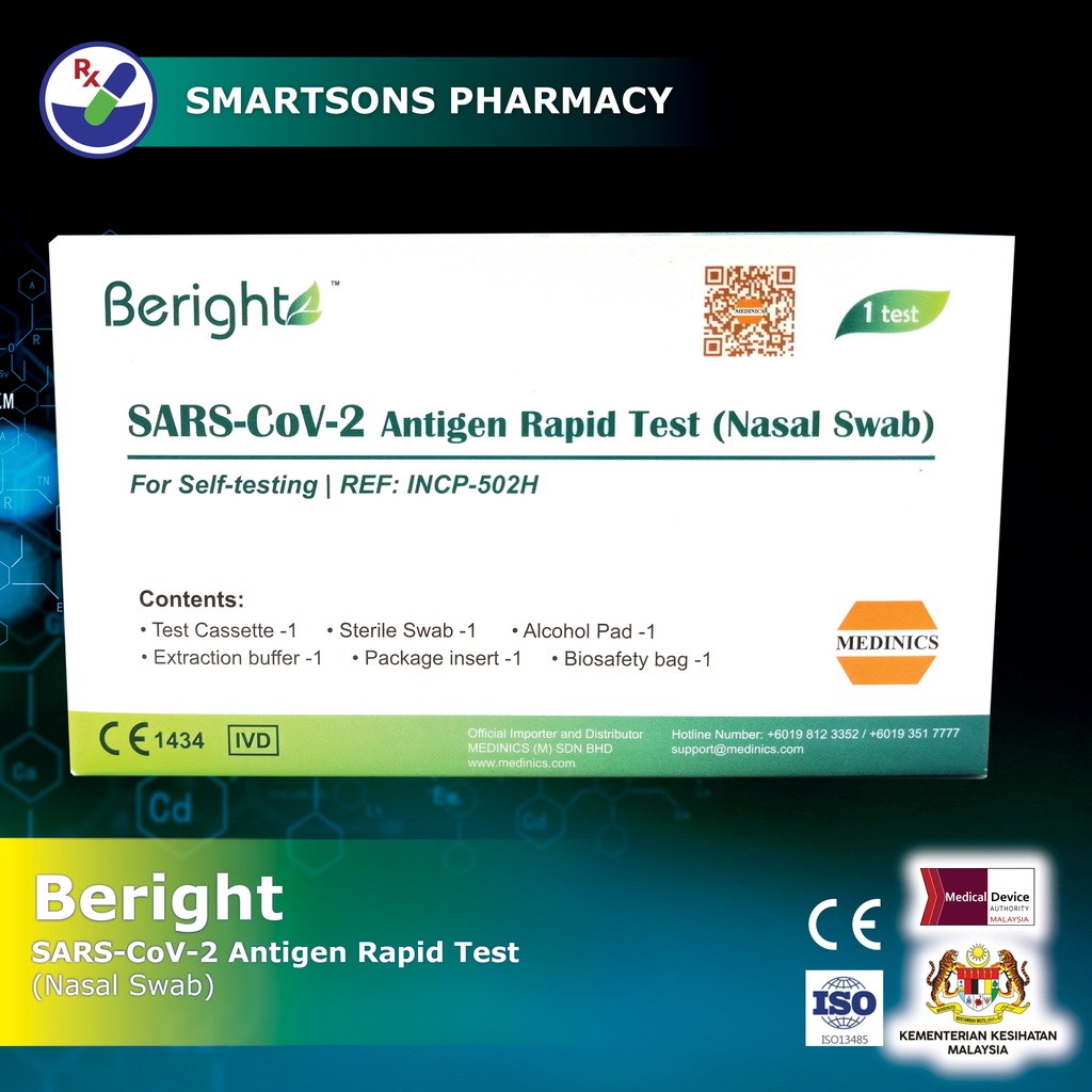 Beright Nasal Swap Ready Stock Covid Test Kits Antigen Rapid Test Kit