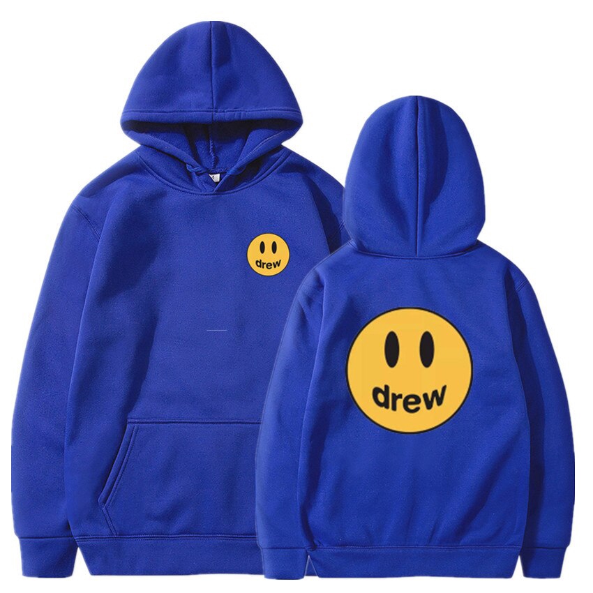 Drew House Smiley Face Sweater Men/'s Women/'s Trendy Bieber Couples Plus Fleece Hip Hop Hoodie