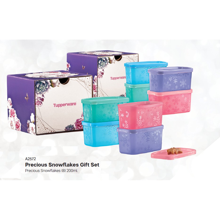 Tupperware Gift Set Precious Snowflakes Food Canister 200ml with Gift Box Door Gift