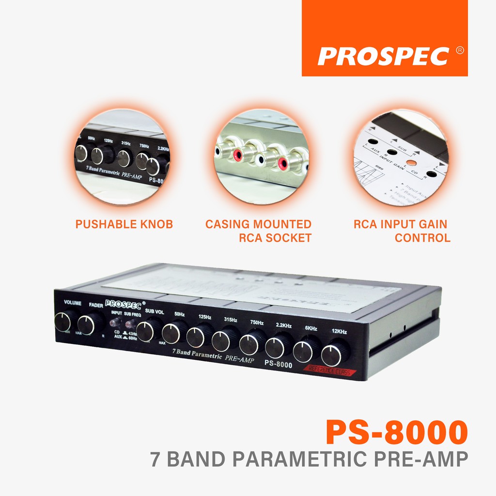 PROSPEC PS8000 7 Band Parametric PreAmp 7 Band Car Audio PreAmp
