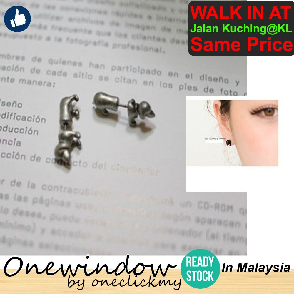 [ READY STOCK ]In KL Malaysia Korean's Style Unisex 3D Cute Mini Puppy Black/Silver color(Each) Earrings