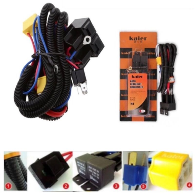 H4/H7/H11 Lampu Besar Wire Kit Car Headlamp Headlight Socket Relay Wira