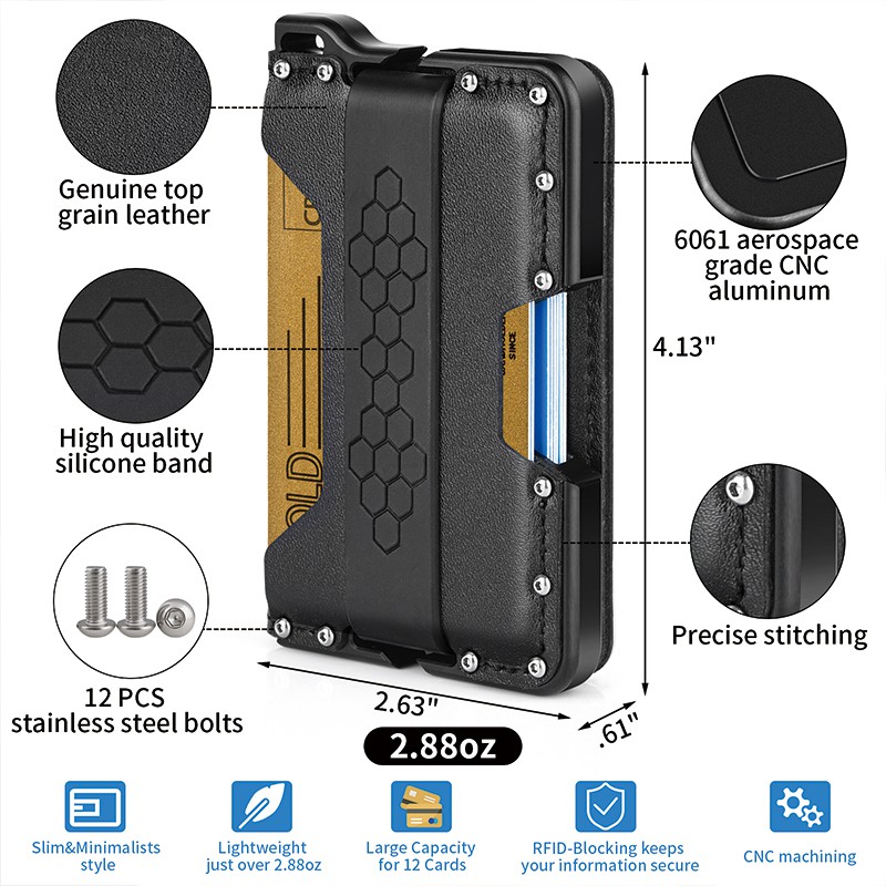 SXHome Minimalist Wallet for Men Slim Smart Metal EDC Wallets with