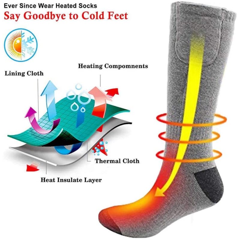 Electric Warm Socks Electric Battery Heating Socks Boot Feet Warmer Socks USB Rechargeable Battery Heating Woollen Sock For Winter Sport