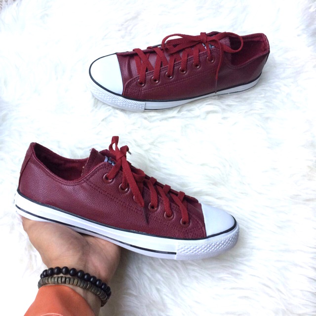 converse leather red