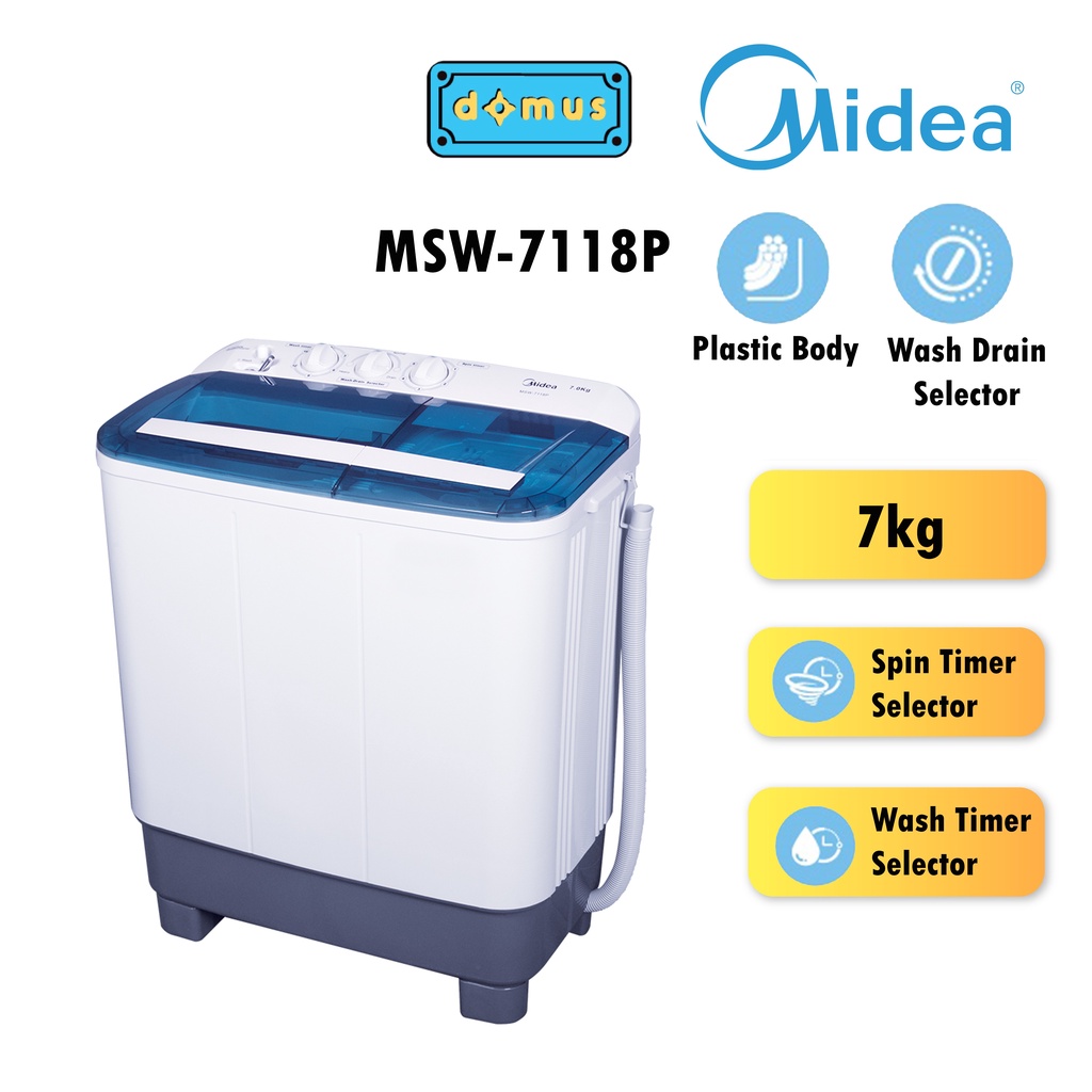 Midea Semi Auto Washing Machine MSW-6008P (6kg) / MSW-7118P (7kg ...