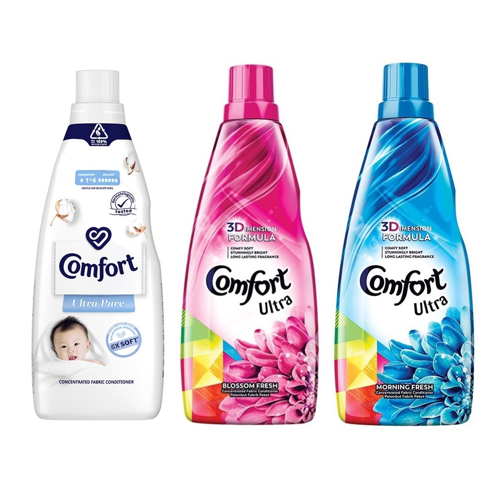COMFORT ULTRA Concentrate Liquid Softener 800ML Ultra Pure Blossom Fresh Morning Fresh Protects Colour 600ml
