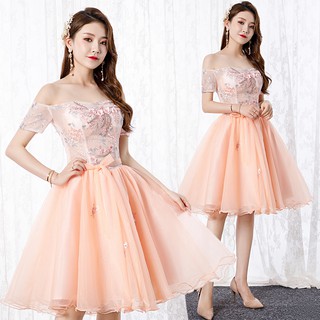 peach colour short dress