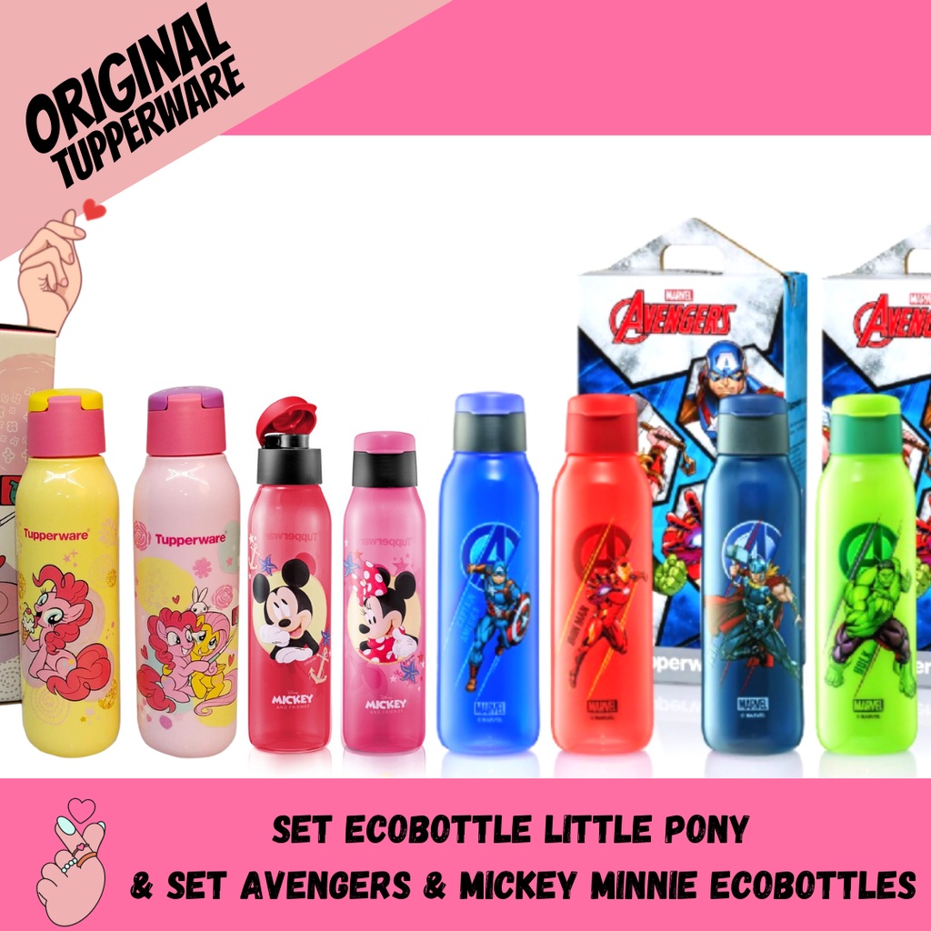 TUPPERWARE BOTTLE MY LITTLE PONY/AVENGERS ECOBOTTLE 750ML/ ECOBOTTLE MICKEY&MINNIE 500ML