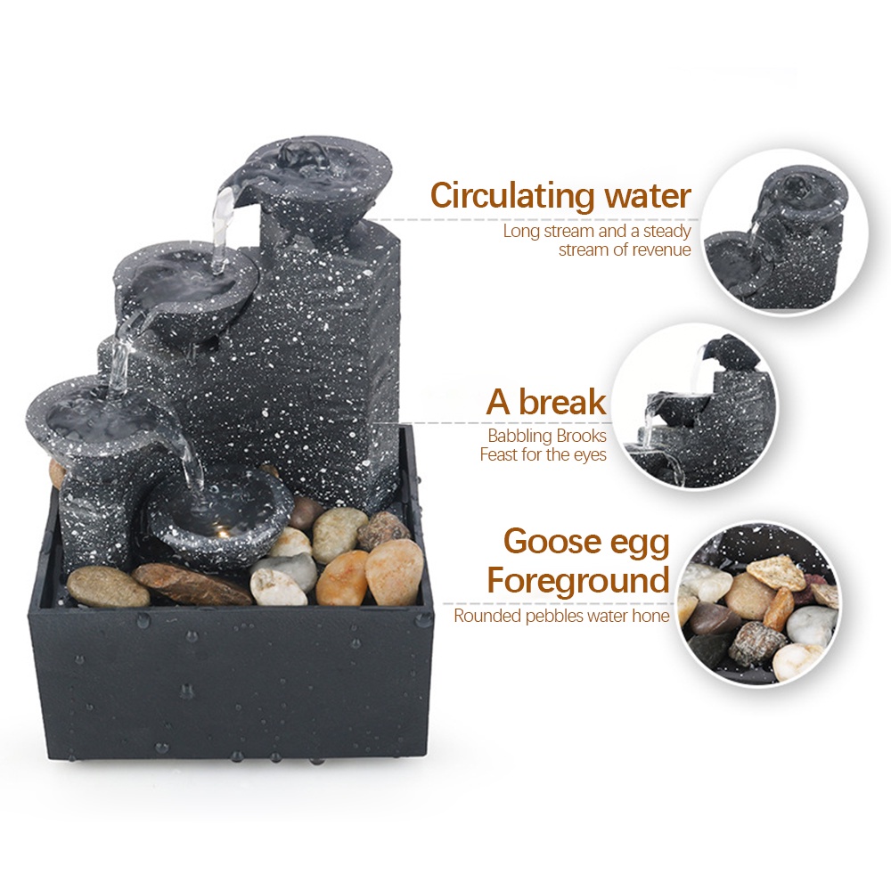 [Voll]USB Water Fountain Desktop Flowing Water Waterfall With Led Light Office Ornament Tabletop Craft Indoor Home
