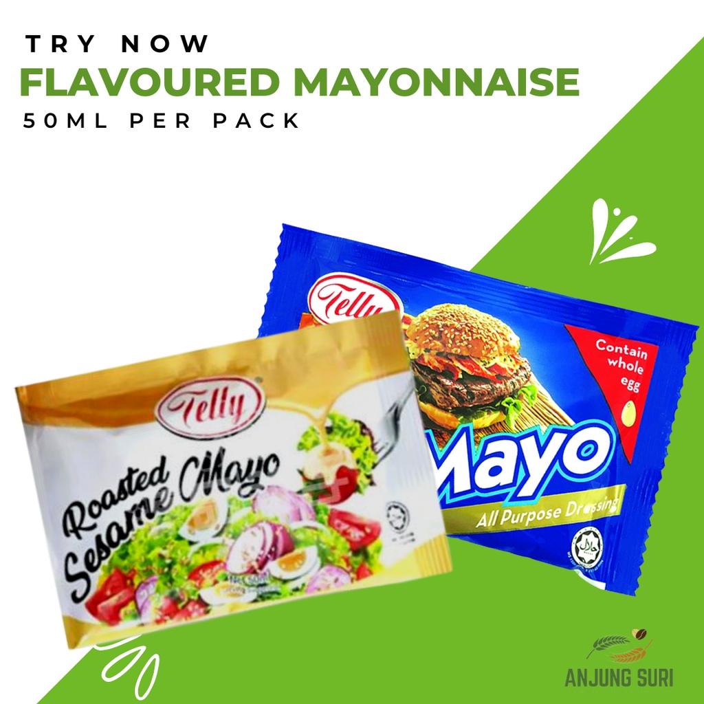 Telly All Purpose Dressing Mayonnaise Sachet Roasted Sesame Mayonis 50ml Travel Pack Shopee