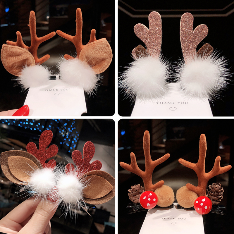 Antlers Christmas Cute Hair Clips Elk Ears Fawn Clip Hairpins Festival ...