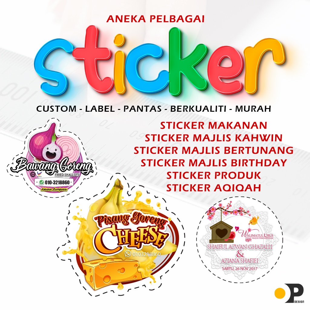 100pcs Custom Sticker Label Product / Sticker Kahwin / Sticker Aqiqah ...