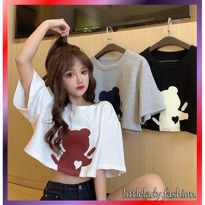 ins Korean version of trendy women's clothing sexy cute loose large size exposed navel printed white short-sleeved T-shirt top women's all-match vibrato with the same short Korean Style Sexy Tshirt Wo