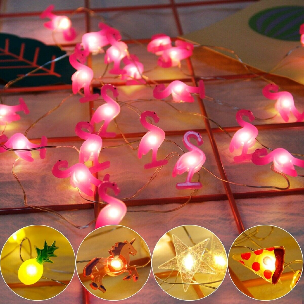 2M 20 LED Cute Unicorn Flamingo String Lights Fairy Battery Childrens Light Gift 