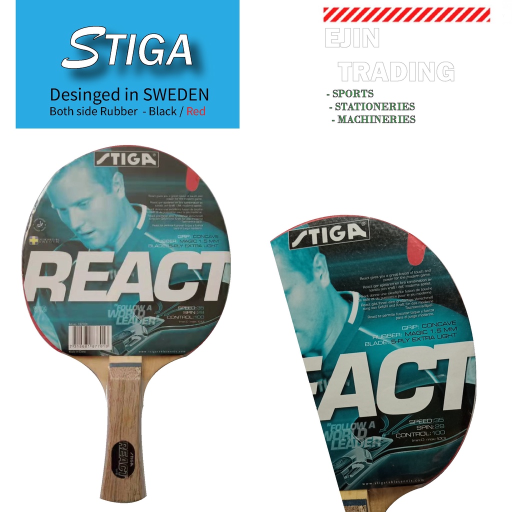 Stiga Table Tennis Bat REACT Long Handle Shopee Malaysia
