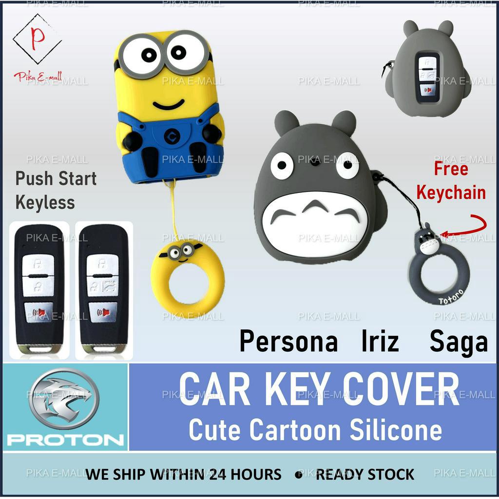 NEW Proton Saga MC2 Premium S Iriz Persona Key Cover Car Holder Casing Cute Cartoon Sarung Kunci Minion 2022 2023 2024