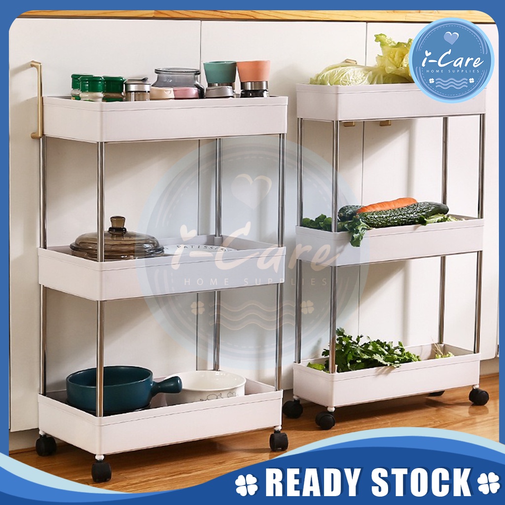 (I51 Ready Stock) MultiLayer Home Storage Rack Movable Trolley with Wheels Slim Space Saver