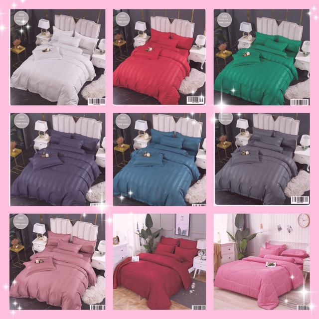 1000 Thread Count 5in1 100 Cotton Hotel Bedsheet With Comforter 5件套全棉酒店款棉被款 双人床笠 Gemilang Store Shopee Malaysia
