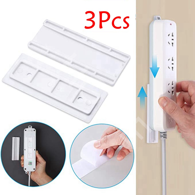 3 Pcs Power Strip Holder Punch-free Hanging Tool Holder Home-Free Without Perforation High Quality Plug-In Board