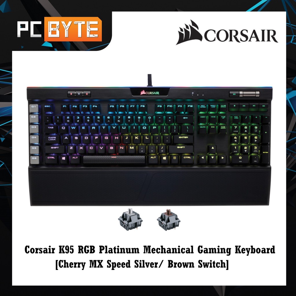 Corsair K95 Rgb Platinum Mechanical Gaming Keyboard Cherry Mx Speed Silver Brown Switch Shopee Malaysia