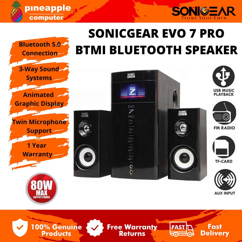 Sonicgear Evo Pro Btmi Bluetooth Speaker Fm Bluetooth Usb Tf Card Aux