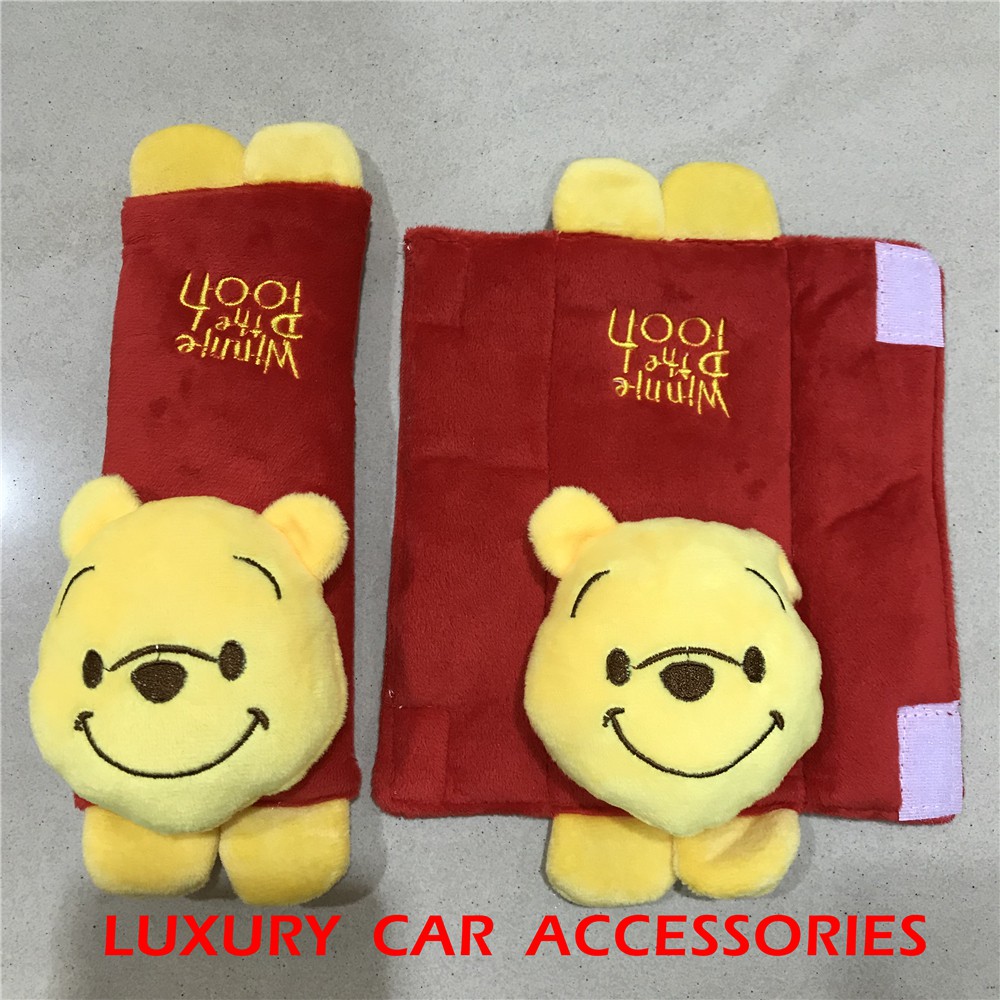 Winnie the Pooh Plush Doll Toys Car Accessories Seat Belt Cover Shoulder Pads 