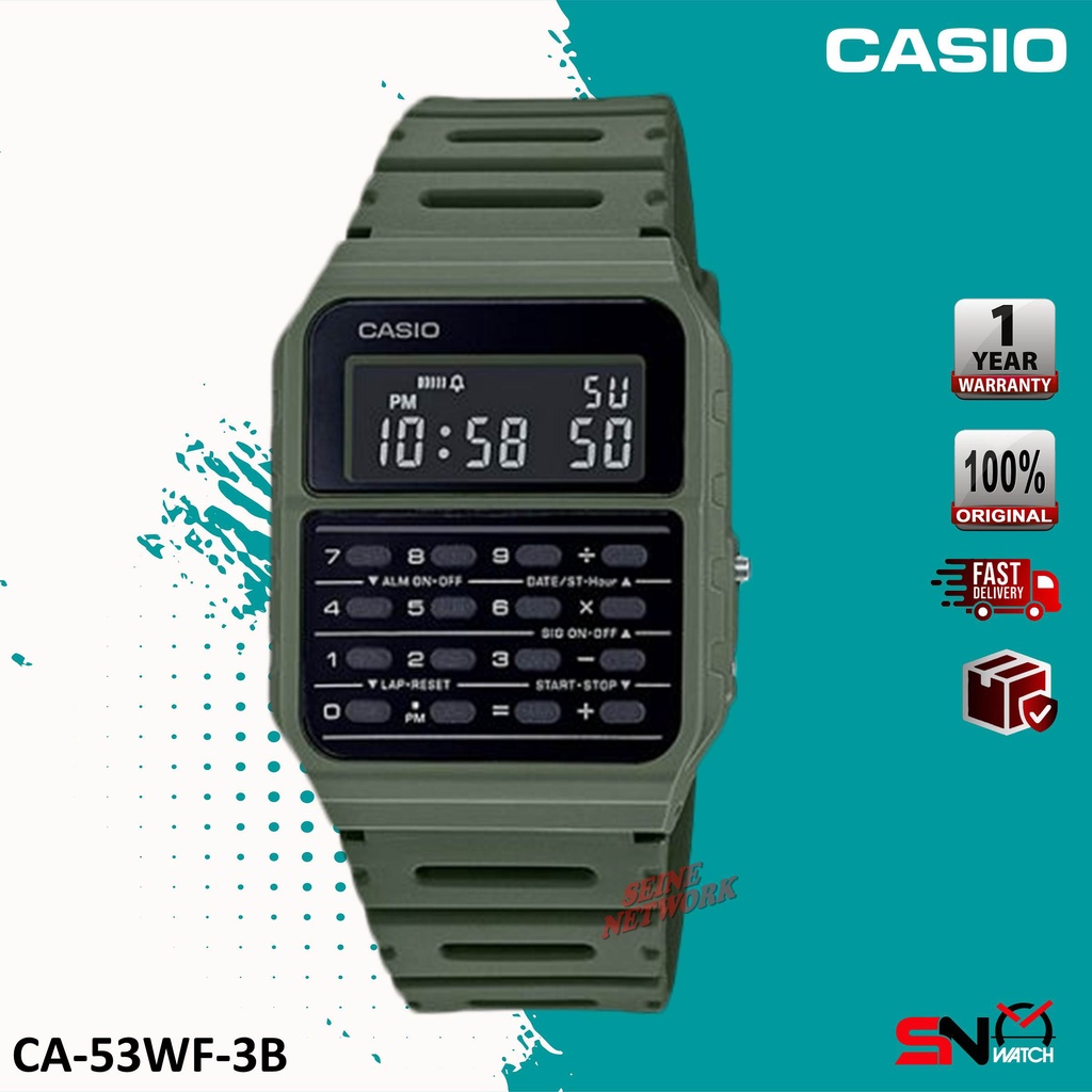 Casio 100 Original Calculator Watch Ca 53w Ca 53wf Digital Resin Band Unisex Watch Jam Tangan Unisex Shopee Malaysia