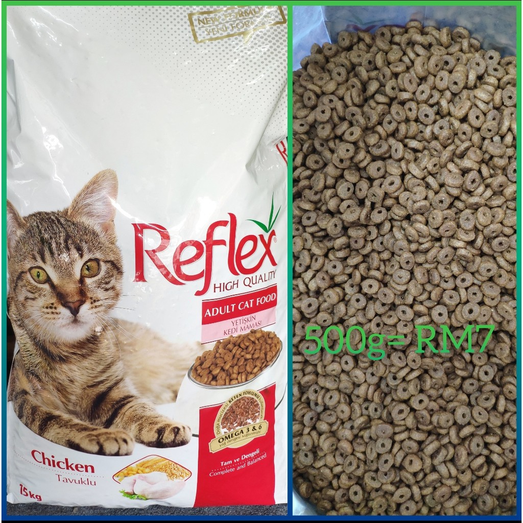 Makanan Kucing Reflex Adult Chicken 500g repack  Shopee Malaysia