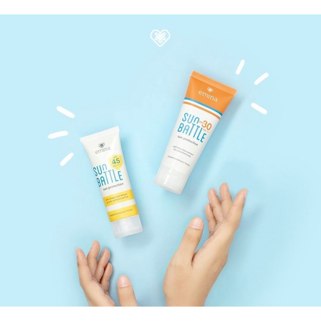 Emina Sun Battle SPF 30 / 45 PA+++ Sunscreen Original Halal Skincare